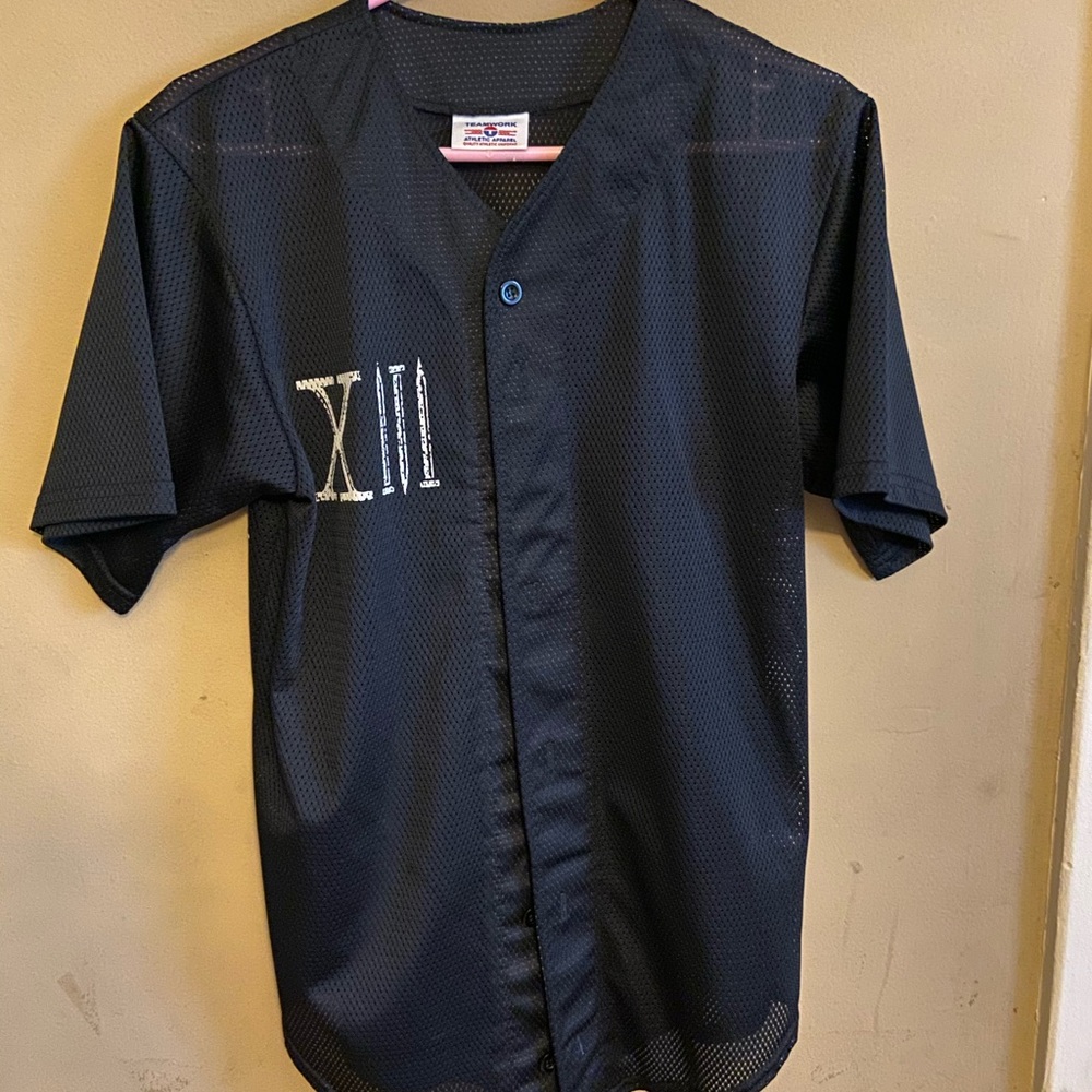 Baseball Jersey Button Down Black